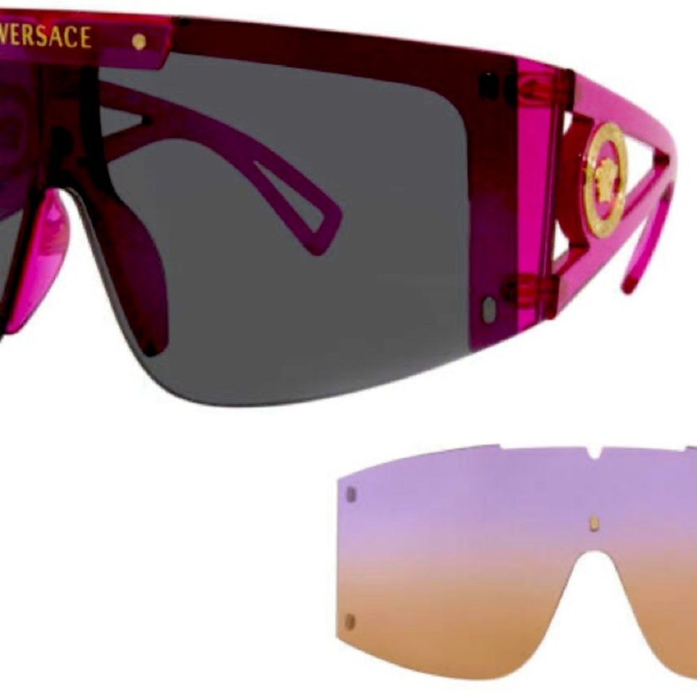 VERSACE 4393 5334/1W SUNGLASSES FUSCHIA/CLEAR W/EXTRA 2PC INTERCHANGEABLE LENSES
